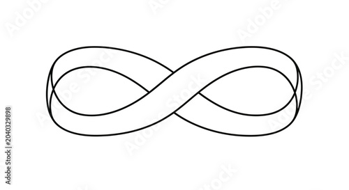 Quadro su tela A continuous black line forms an infinity symbol with a ribbon-like twist