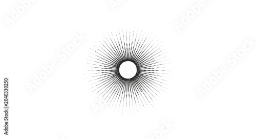 A central void surrounded by radiating dots that fade outward
