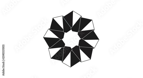 Bild auf Leinwand Geometric abstract radial pattern of alternating black and white shapes