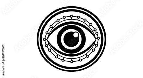 Photos Stylized black eye symbol with concentric circles and a dotted outline