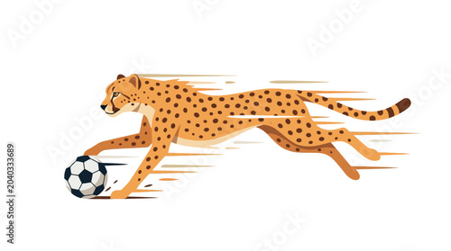 Photography Dynamic vector artwork of a speedy cheetah in full sprint, skillfully dribbling
