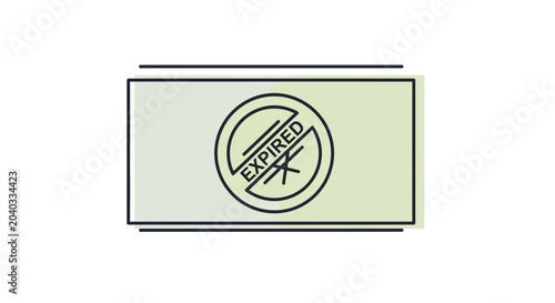Expired stamp icon on rectangular background, symbolizing invalidity