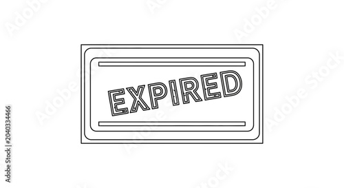 Expired stamp icon, outdated document status, invalid date concept line art