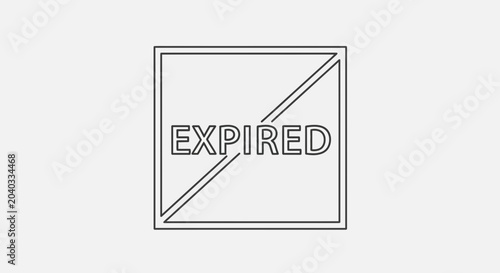 Expired stamp icon, simple outline graphic symbol for outdated or invalid status