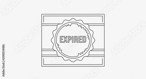 Expired Stamp Label Outline Icon - Deadline Overdue Concept