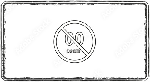 Expired date stamp concept with forbidden symbol and grunge frame