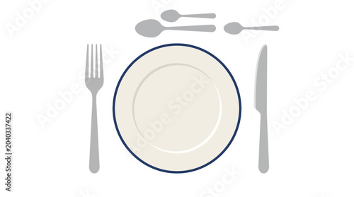 Fotografie Table setting with plate and utensils.