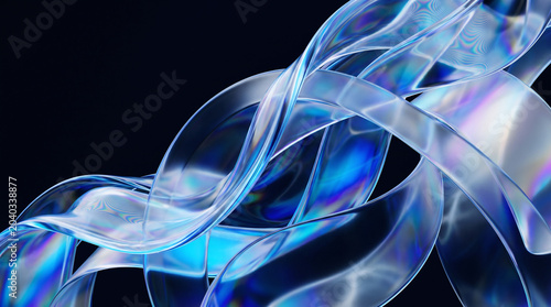 fluid gradient glass sculptures with intense blue dispersion