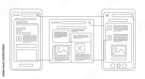 Bild auf Leinwand Wireframe UI Design for Mobile App and Website