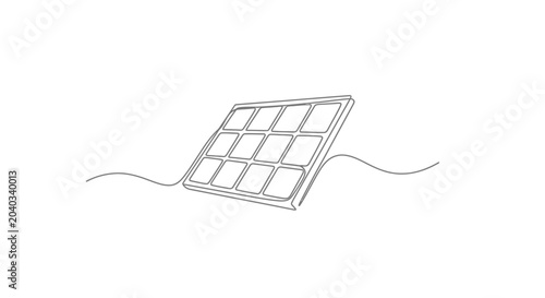 Tableau sur toile Single line drawing of a solar panel floating on water, symbolizing renewable en