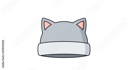 Cute Grey Beanie Hat with Cat Ears, Cozy Winter Headwear for Animal Lovers