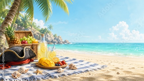 Summer Pirate Beach Picnic With Lemon Drinks