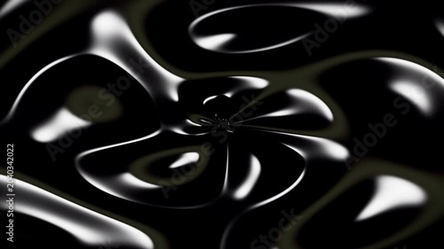 Luminous Abstract 3D Fluid Ink Spreading and Swirling on a Solid Black Background, Seamless Loop