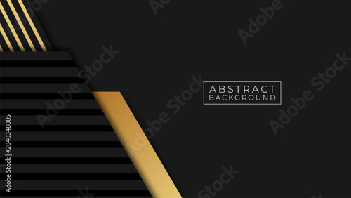 Elegant Abstract Background with Gold and Black Geometric Layers