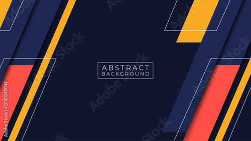 Abstract Geometric Background with Modern Navy Blue Orange and Coral Shapes