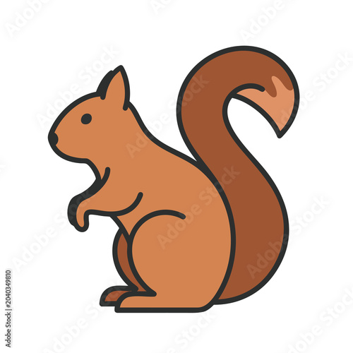 Minimalist vector illustration of a cute brown squirrel.