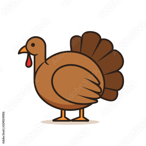 Cute cartoon turkey illustration for Thanksgiving holiday.
