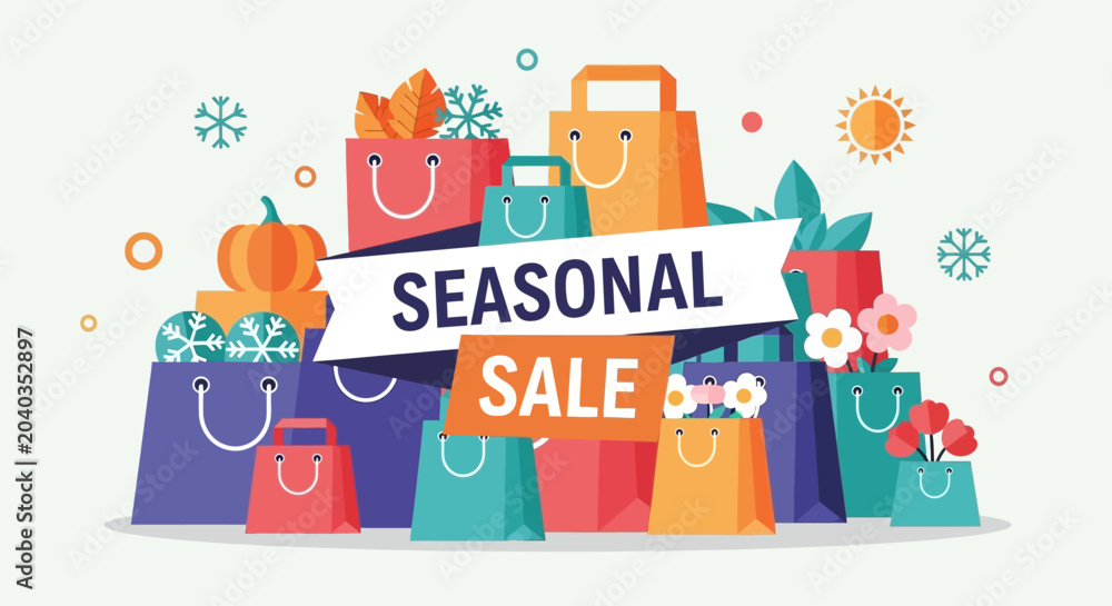 Fototapeta premium Colorful shopping bags on display sale.