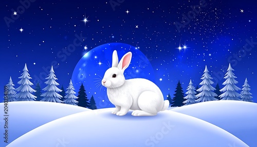 White rabbit in snow