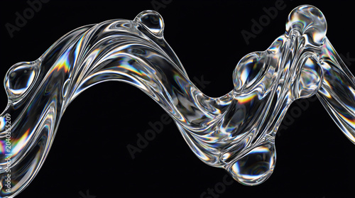 A single continuous ribbon composed of multiple liquid glass transparent circles
