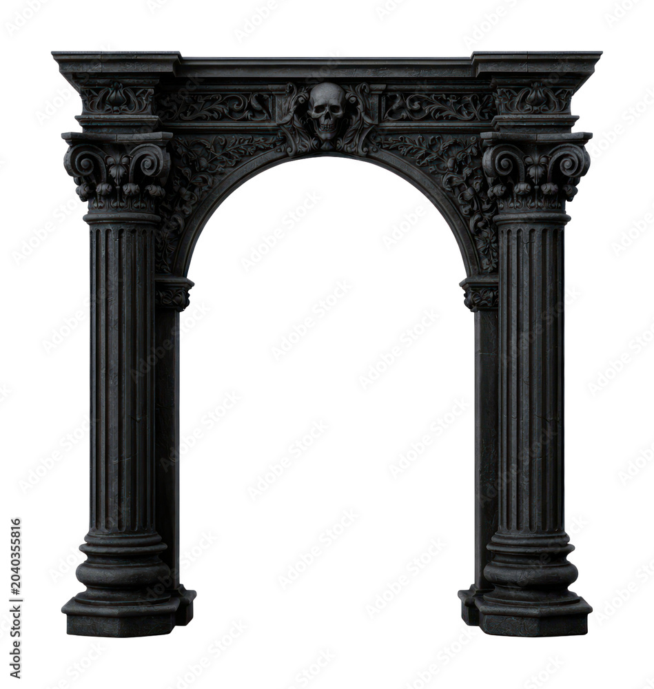 Naklejka premium PNG Gothic stone archway with skull