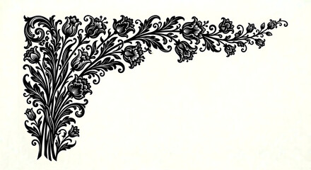 Latest Silhouette Corner Floral Design | Elegant Decorative Floral Border.