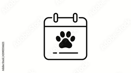 Calendar icon with paw print, representing pet care appointments and animal welfare events
