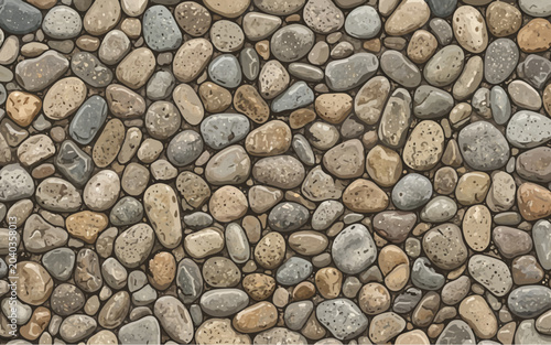 Seamless Natural Pebble Stone Ground Texture Pattern