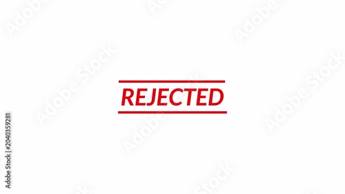 Rejected rubber stamp animation on a transparent background, rejected stamp effect animation with alpha channel in 4k.