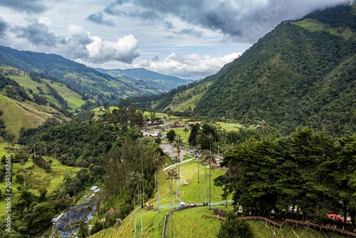 Aerial of the Cocora valley, Unesco site coffee cultural landscape, Salento, Colombia