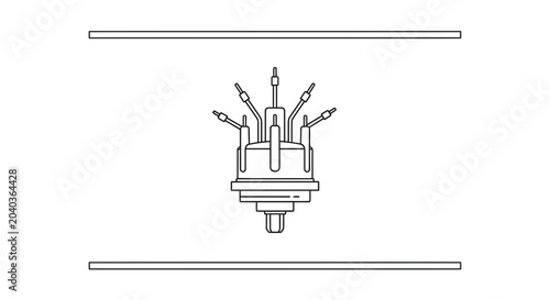 Vintage car distributor cap with spark plug wires, schematic diagram