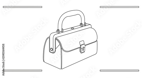 Vintage Doctor Bag Outline Icon, Medical Case Line Art