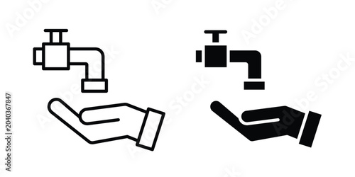 Photos Ablution icon graphic element set in black linear and clipatrt.