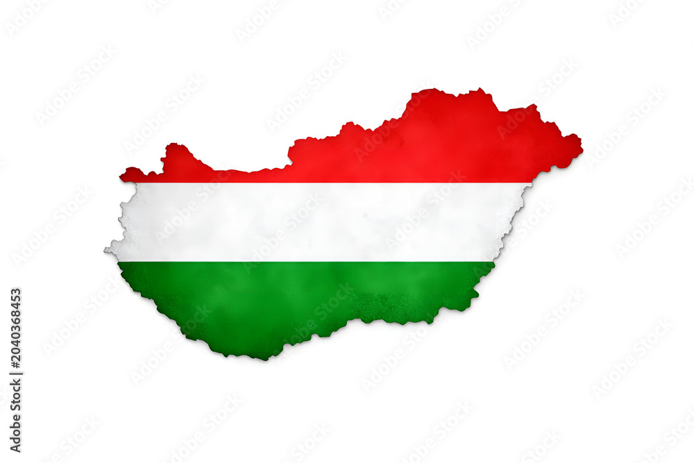Fototapeta premium Hungary map with flag colors on white background