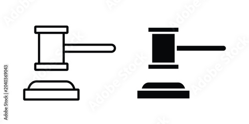 фотографія Auction icon graphic element set in black linear and clipatrt.