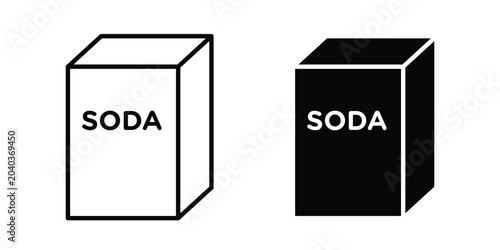 Foto baking soda icon graphic element set in black linear and clipatrt
