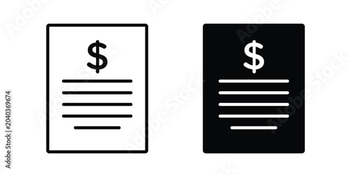 Bild auf Leinwand Bill icon graphic element set in black linear and clipatrt.