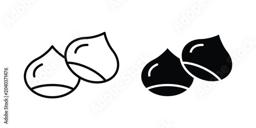 Tableau sur toile Chestnut icon graphic element set in black linear and clipatrt.
