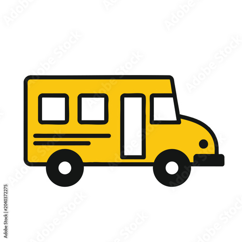 Minimalist vector illustration of a yellow school bus icon.
