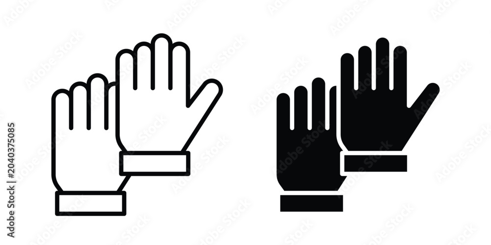 Fototapeta premium Gloves icon graphic element set in black linear and clipatrt.
