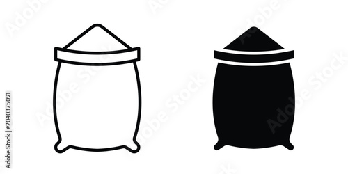 Bild auf Leinwand Grain sack icon graphic element set in black linear and clipatrt.