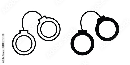 Foto Handcuffs icon graphic element set in black linear and clipatrt.