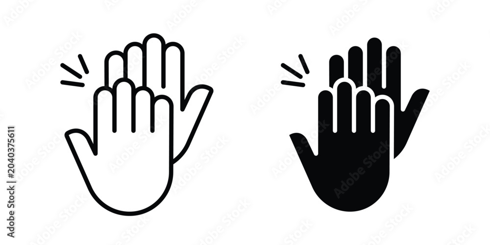 Obraz premium High Five icon graphic element set in black linear and clipatrt.