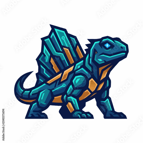 Tableau sur toile Futuristic Dinosaur Reptile Creature Illustration.