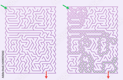 Картината върху платно Maze puzzle game with intricate paths and challenging routes