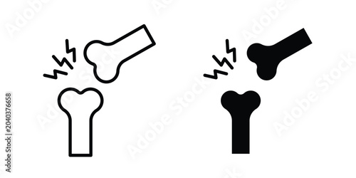 Photos joint pain icon graphic element set in black linear and clipatrt.