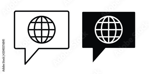Foto Language icon graphic element set in black linear and clipatrt.
