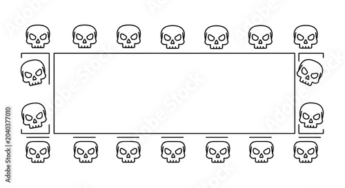 Gothic Skull Outline Rectangular Frame Border Design Element