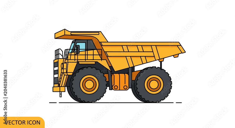 Fototapeta premium Yellow Mining Dump Truck Vector Illustration
