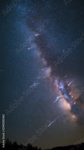 Stunning Milky Way with Shooting Stars in Cosmic Night Sky Generative AI